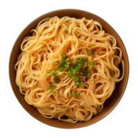 AI generated a bowl of Chinese noodles isolated on a transparent background, top view png