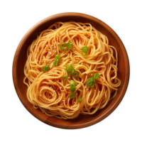 AI generated a bowl of Chinese noodles isolated on a transparent background, top view png