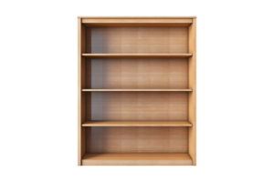 AI generated Empty wooden bookshelf isolated on transparent background, AI png