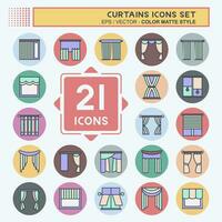 Icon Set Curtains. related to Home Decoration symbol. color mate style. simple design editable. simple illustration vector