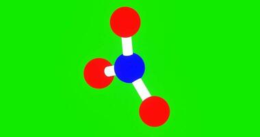 3d animazione di molecola con tre rami e verde schermo video