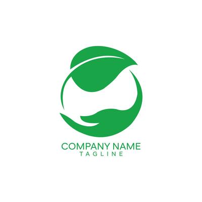 Leaf in hand logo. Organic Life symbol