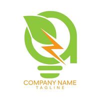 Creative Ideas Logo. A letter logo template. leaf and power combine logo vector