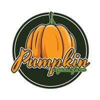 organic pumpkin farm logo template vector