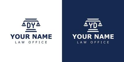 Letter DY and YD Legal Logo, suitable for lawyer, legal, or justice with DY or YD initials vector