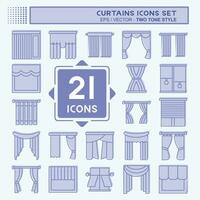 Icon Set Curtains. related to Home Decoration symbol. two tone style. simple design editable. simple illustration vector