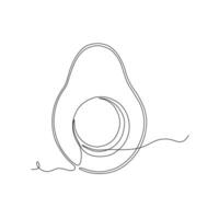 Continuous one line hand drawn style of avocado on a white background vector