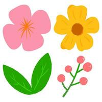 hand drawn flowers. vector isolated element set