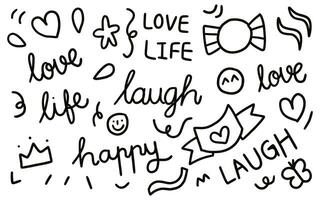 hand drawn doodle. live love laugh vector