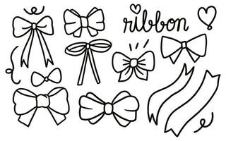 ribbon doodle hand drawn cartoon vector set