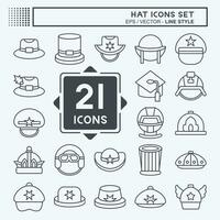 Icon Set Hat. related to Accessories symbol. line style. simple design editable. simple illustration vector