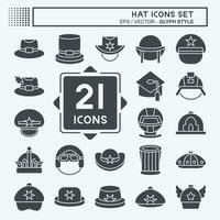 Icon Set Hat. related to Accessories symbol. glyph style. simple design editable. simple illustration vector