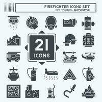 Icon Set Firefighter. related to Education symbol. glyph style. simple design editable. simple illustration vector