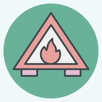 Icon Fire Hazard. related to Firefighter symbol. color mate style. simple design editable. simple illustration vector