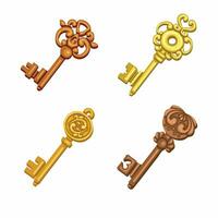 set of Silhouette of technological door key, symbol, vector illustration