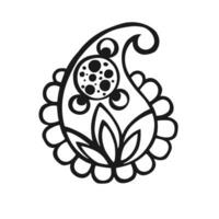 ethnically stylized linear paisley outline, vector without color