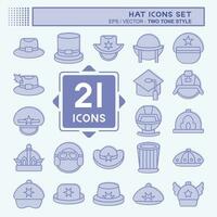 Icon Set Hat. related to Accessories symbol. two tone style. simple design editable. simple illustration vector