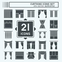 Icon Set Curtains. related to Home Decoration symbol. glyph style. simple design editable. simple illustration vector