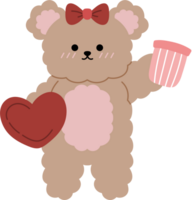 cute hand drawn valentine bear clipart png