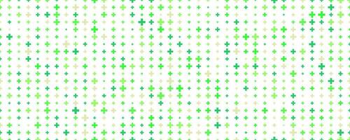 Medical cross and plus background. Abstract seamless green pattern for hospital and pharmacy. Geometrical shapes ornament. Vector backdrop
