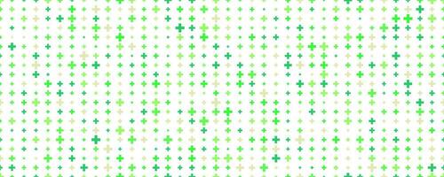 Medical cross and plus background. Abstract seamless green pattern for hospital and pharmacy. Geometrical shapes ornament. Vector backdrop