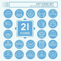 Icon Set Hat. related to Accessories symbol. blue eyes style. simple design editable. simple illustration vector