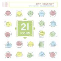 Icon Set Hat. related to Accessories symbol. Color Spot Style. simple design editable. simple illustration vector