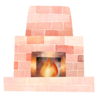 Watercolor fireplace Christmas decorations png