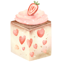 Watercolor strawberry dessert cake png