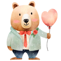 acquerello carino orso San Valentino png