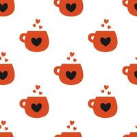 Seamless pattern with red cups for Valentines Day and wedding vector