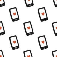 Seamless pattern with phones for Valentines Day and wedding vector