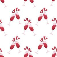 Seamless pattern with wineglasses for Valentines Day and wedding vector