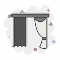 Icon Drapery. related to Curtains symbol. comic style. simple design editable. simple illustration vector