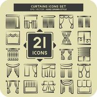 Icon Set Curtains. related to Home Decoration symbol. hand drawn style. simple design editable. simple illustration vector