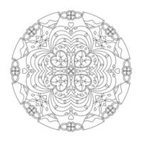 Mandala. Heart and four-leaf clover. Anti-stress coloring page. Art Therapy. vector