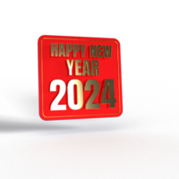 Happy new year 2024 golden 3d numbers png