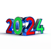 contento nuovo anno 2024 d'oro 3d numeri png