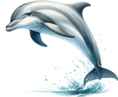 AI generated Bottlenose dolphin Watercolor illustration Clipart PNG. You will be able to create your own poster, t-shirts, cards, stickers, mugs, pillows, scrapbooks, artwork, and more Commercial use, png