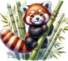 AI generated Red panda Watercolor illustration Clipart PNG. You will be able to create your own poster, t-shirts, cards, stickers, mugs, pillows, scrapbooks, artwork, and more Commercial use, png