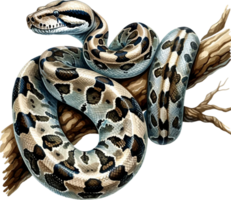 AI generated Boa constrictor Watercolor illustration Clipart PNG. You will be able to create your own poster, t-shirts, cards, stickers, mugs, pillows, scrapbooks, artwork, and more Commercial use, png