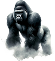 AI generated Gorillas Watercolor illustration Clipart PNG. You will be able to create your own poster, t-shirts, cards, stickers, mugs, pillows, scrapbooks, artwork, and more Commercial use, png