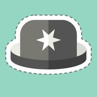 Sticker line cut Bowler. related to Hat symbol. simple design editable. simple illustration vector