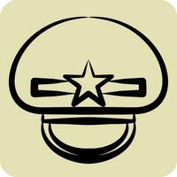 Icon Military Cap. related to Hat symbol. hand drawn style. simple design editable. simple illustration vector