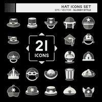 Icon Set Hat. related to Accessories symbol. glossy style. simple design editable. simple illustration vector