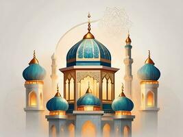 AI generated illustration of amazing architecture design of muslim mosque arabic lantern of ramadan celebration. ai generated photo