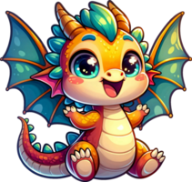 ai généré mignonne bébé dragon dessin animé png illustration. cette conception est idéal pour impressions, tee-shirts, affiches, des tasses et beaucoup autre tâche.