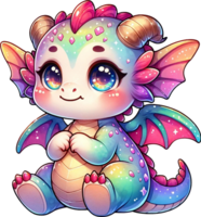 AI generated Cute baby dragon cartoon PNG illustration. This Design is ideal for prints, t-shirts, posters, mugs and many other task.