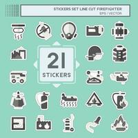 Sticker line cut Set Firefighter. related to Education symbol. simple design editable. simple illustration vector