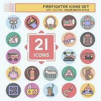 Icon Set Firefighter. related to Education symbol. color mate style. simple design editable. simple illustration vector